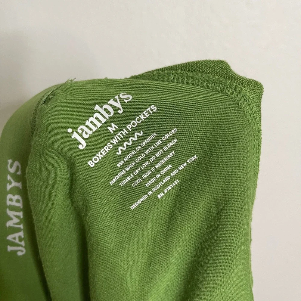 Jambys Boxers With Pockets Mens Medium Green Modal Spandex Lounge Shorts